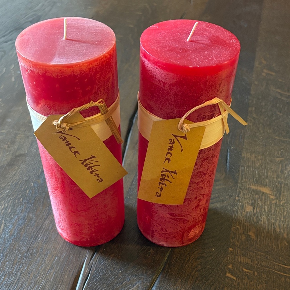 Red Pillar Candle Duo Vance Kitira, new